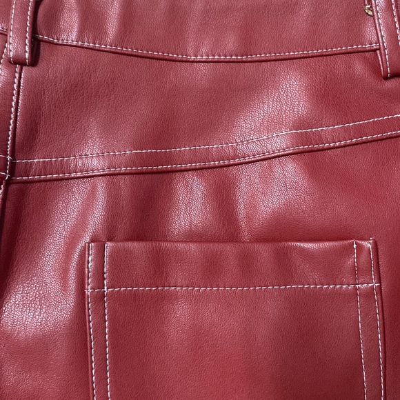 TUCKERNUCK BURGUNDY/WINE/OX BLOOD MAROON FAUX LEATHER MINI SKIRT SZ MEDIUM - Picture 14 of 16
